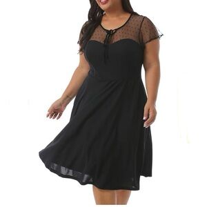 Nemidor 1940s Style Dotted Mesh Midi Swing Party Dress